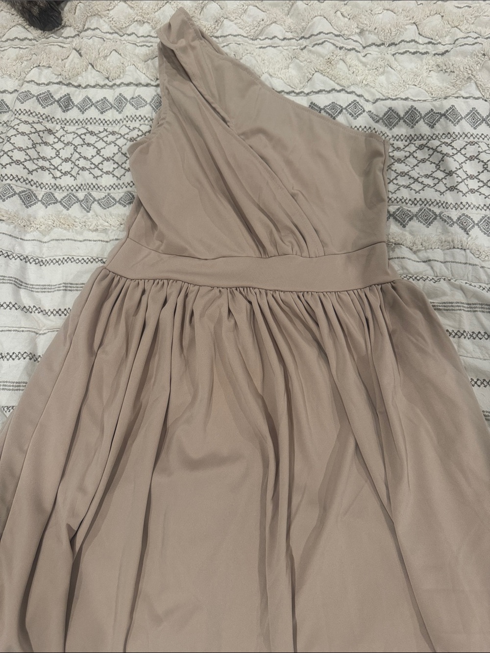 One-Shoulder Taupe Women's Dress